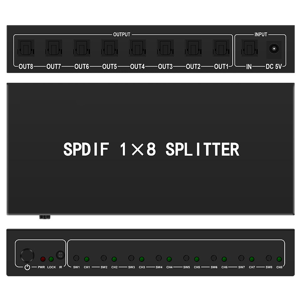 Home Cinema Ampli - Optical Audio Splitter,1 in 8 Out