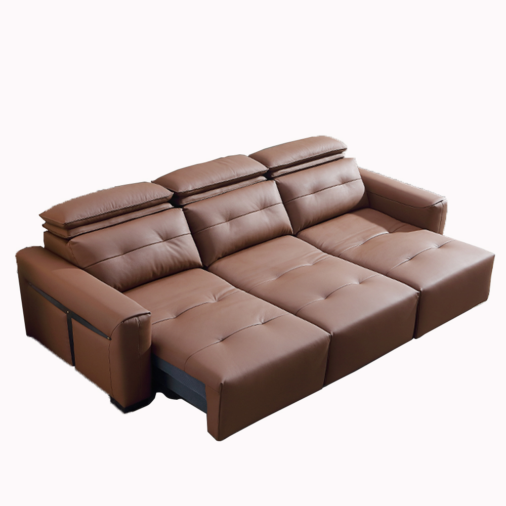 Home Cinema Furniture - Genuine Leather Electric Convertible Sofa Bed