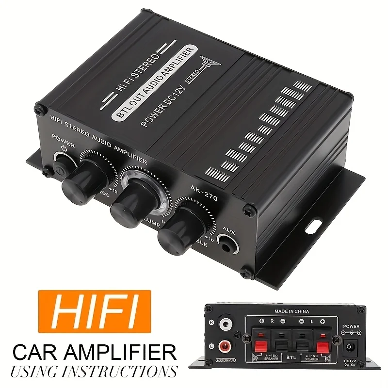 Home Cinema Ampli - AK-270 400W Mini Power Amplifier 12V/24V
