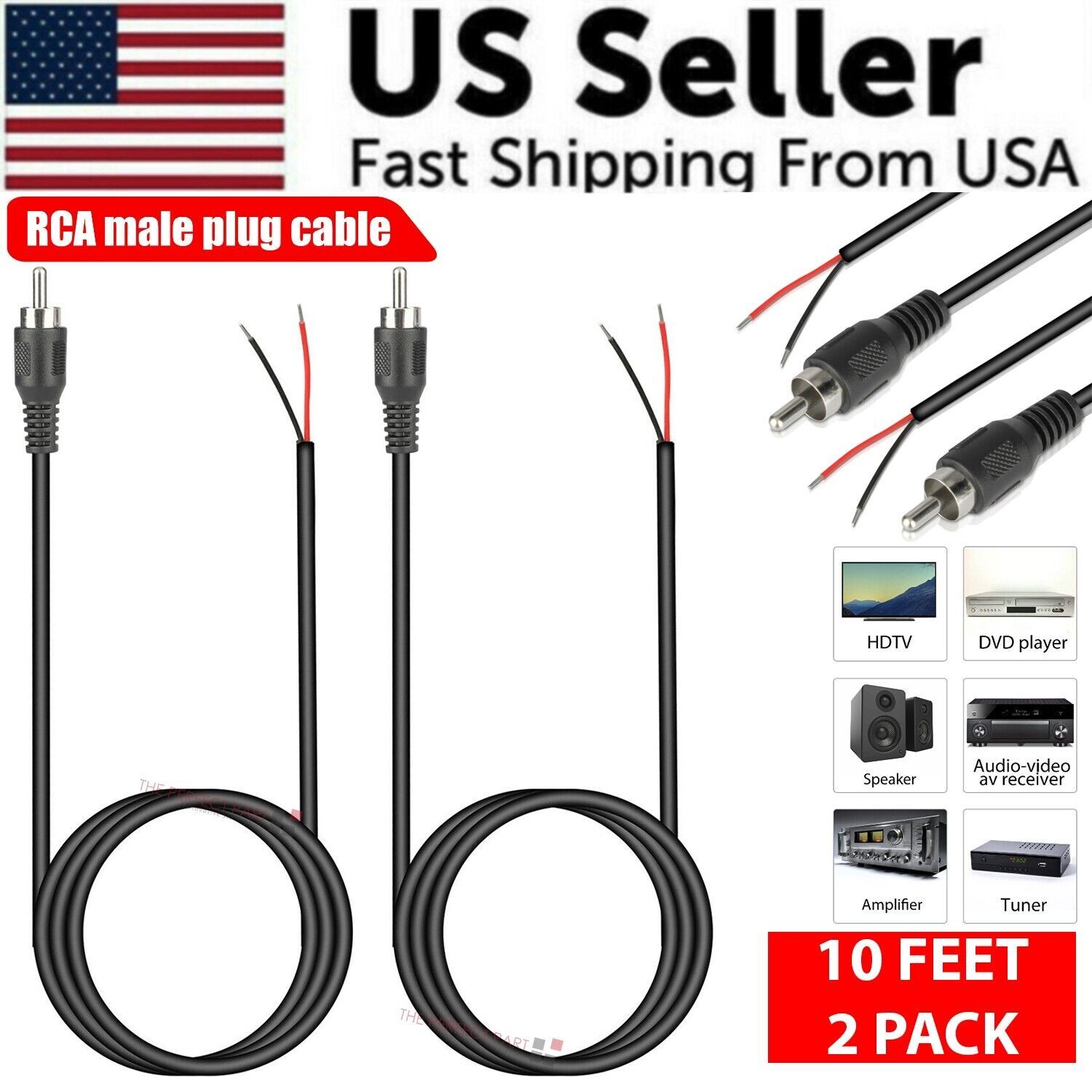 2-Pack 10ft RCA Male Plug To B - огляд і ціна Home Cinema Ampli