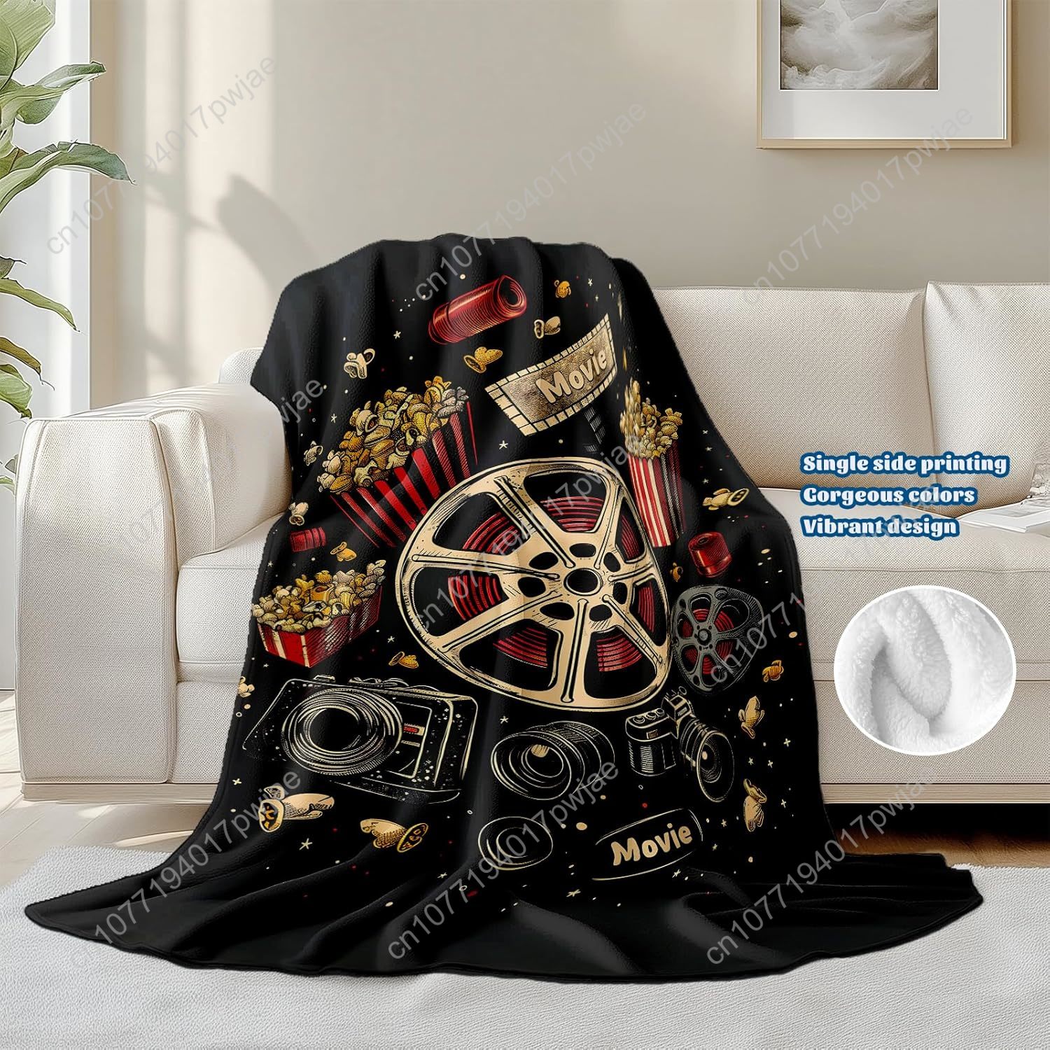 Movie Ticket Popcorn Throw Bla - огляд і ціна Home Cinema Gifts